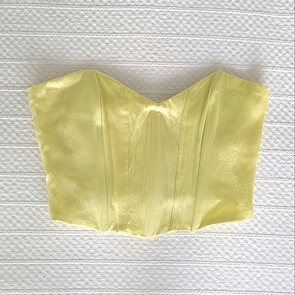 ✨️Any 3 for $15✨️ Zara Small Yellow Satin Corset - Picture 3 of 10